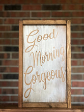 Load image into Gallery viewer, Hello There Handsome Good Morning Gorgeous Sign Set l Farmhouse Bathroom Sign l His &amp; Hers Signs l Bathroom Decor l Framed Sign
