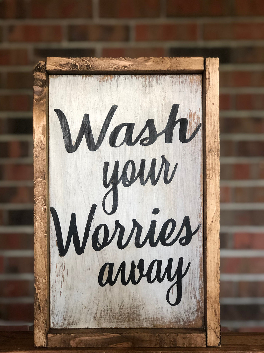 Wash Your Worries Away Sign l Farmhouse Bathroom Sign l Bathroom Decor l Farmhouse Bathroom Decor l Framed Sign