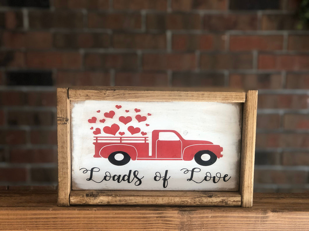 Red Truck Loads Of Love Farmhouse Sign l Valentine’s Day Decor l Valentine’s Day Sign l Red Truck Sign l Farmhouse Valentine’s Day Decor
