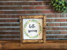 Load image into Gallery viewer, Hello Spring Farmhouse Sign l Hello Spring Sign l Spring Farmhouse Decor l Spring Decor l Spring Sign l Farmhouse Living Room Decor l Easter
