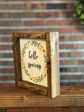 Load image into Gallery viewer, Hello Spring Farmhouse Sign l Hello Spring Sign l Spring Farmhouse Decor l Spring Decor l Spring Sign l Farmhouse Living Room Decor l Easter

