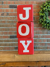 Load image into Gallery viewer, Joy Glitter Block Sign l Farmhouse Christmas Decor l Christmas Decor l Glitter Blocks l Glitter Sign l Joy Sign l Block Sign

