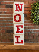Load image into Gallery viewer, Noel Glitter Blocks l Farmhouse Christmas Decor | Christmas Decor l Noel Sign l Noel l Christmas Sign l Block Sign l Glitter Sign
