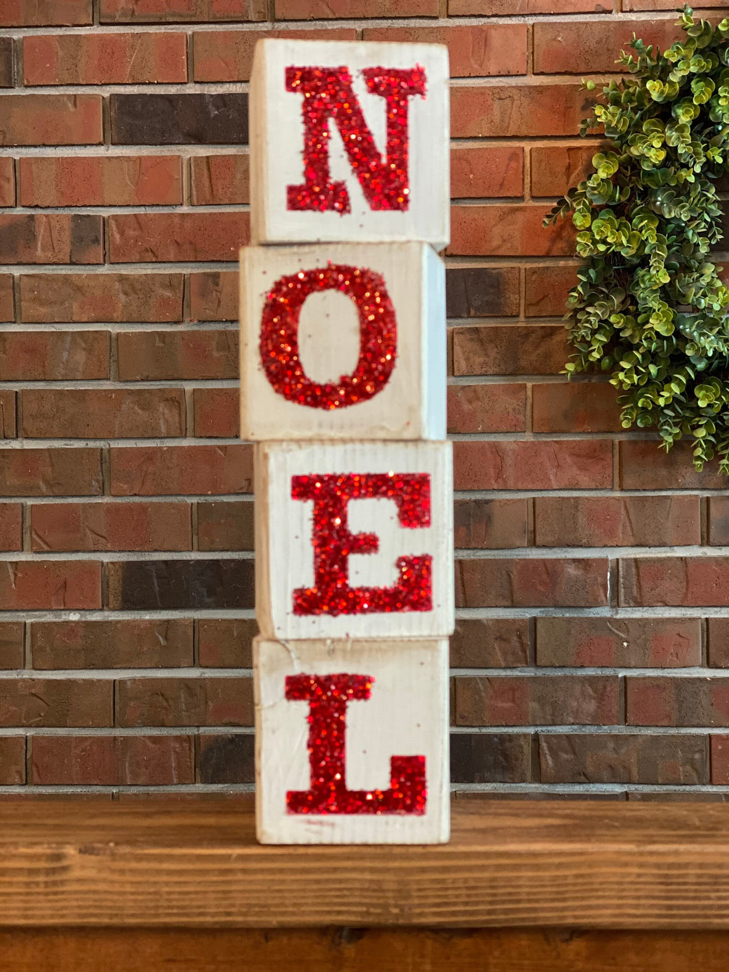Noel Glitter Blocks l Farmhouse Christmas Decor | Christmas Decor l Noel Sign l Noel l Christmas Sign l Block Sign l Glitter Sign