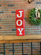Load image into Gallery viewer, Joy Glitter Block Sign l Farmhouse Christmas Decor l Christmas Decor l Glitter Blocks l Glitter Sign l Joy Sign l Block Sign
