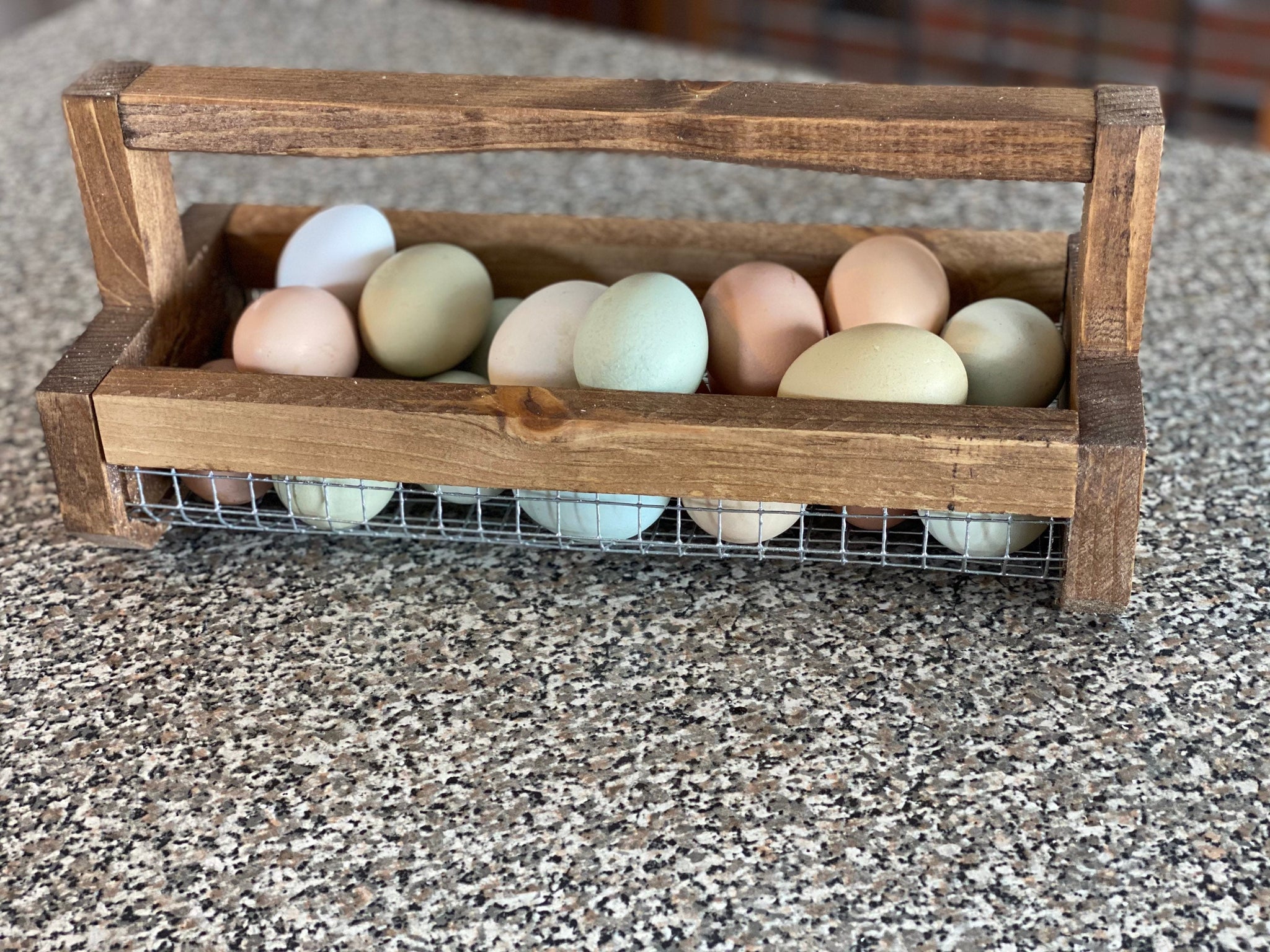 ChasBete Rustic Egg Basket Display Tray Holder for Gathering
