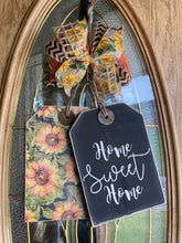 Load image into Gallery viewer, Farmhouse Door Hanger Tag | Wood Door Hanger| Fall Door Tag | Fall Door Hanger| Door Hanger Tags | Sunflower Door Tag | Home Sweet Home
