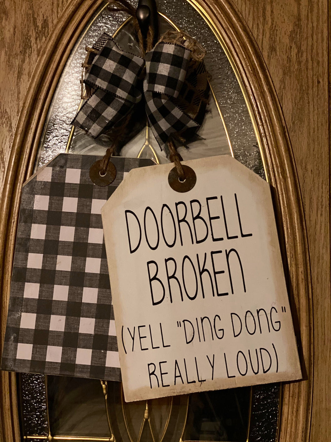 Welcome Door Hanger Tag | Farmhouse Door Hanger Tag | Door Tag | Door Hanger | Door Bell Broken  Door Tag | Wood Door Tag